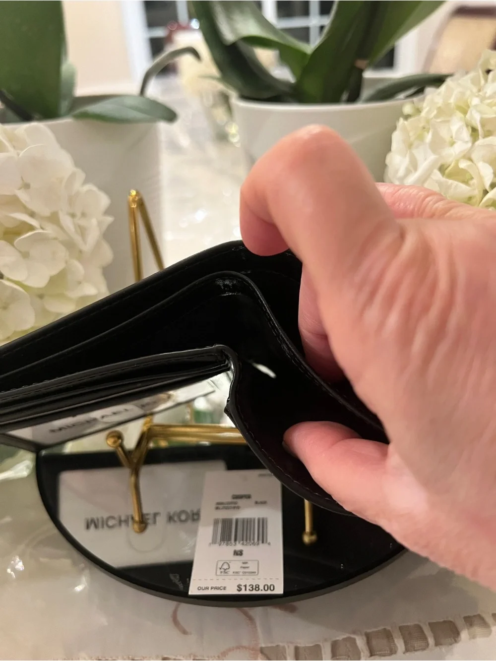 NWT Michael Kors Cooper Black Silver Ombre MK Logo Bifold Wallet $138 Retail